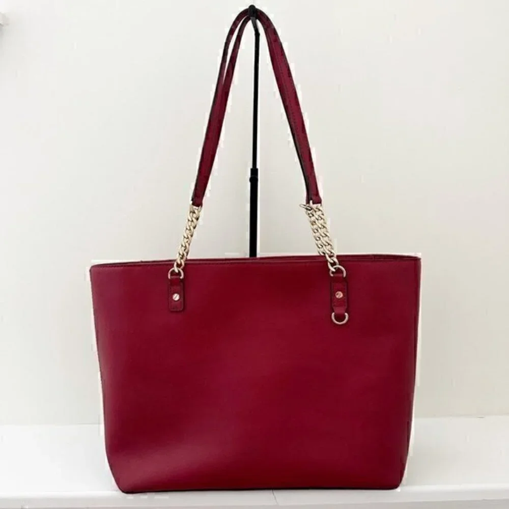 Michael Kors Jet Set Chain East West Top Zip Leather Tote‎ Bag Red